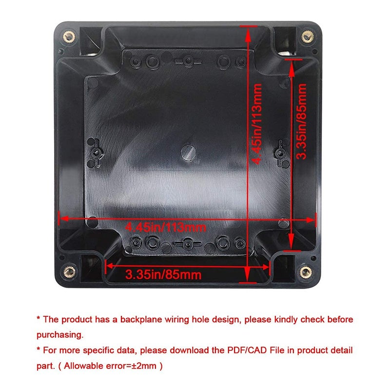 LeMotech ABS Plastic Electrical Project Case Power Junction Box, Project Box Black 4.7" x 4.7" x 3.5" (120 x 120 x 90 mm)(Pack of 1) - Image 2